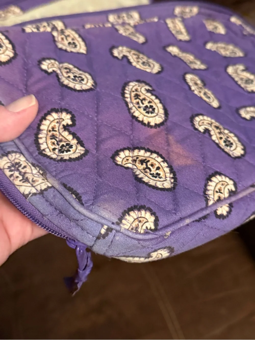 Vera Bradley Purple Paisley Quilted Cosmetic Case